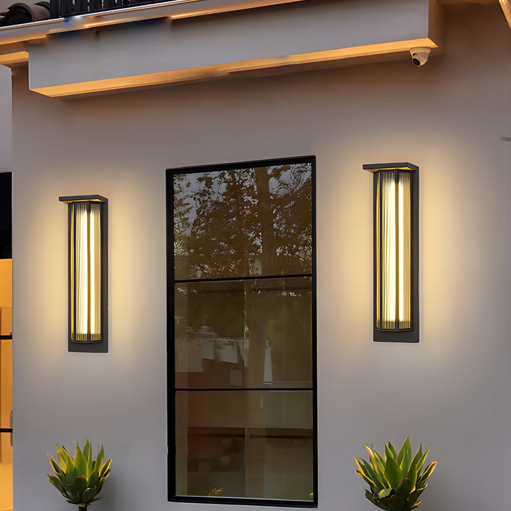 Black Rectangular Acrylic LED Outdoor Wall Light - Industrial