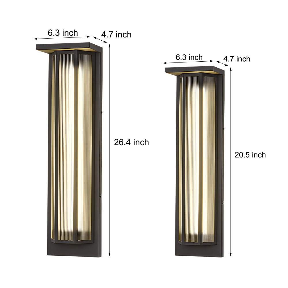 Black Rectangular Acrylic LED Outdoor Wall Light - Industrial