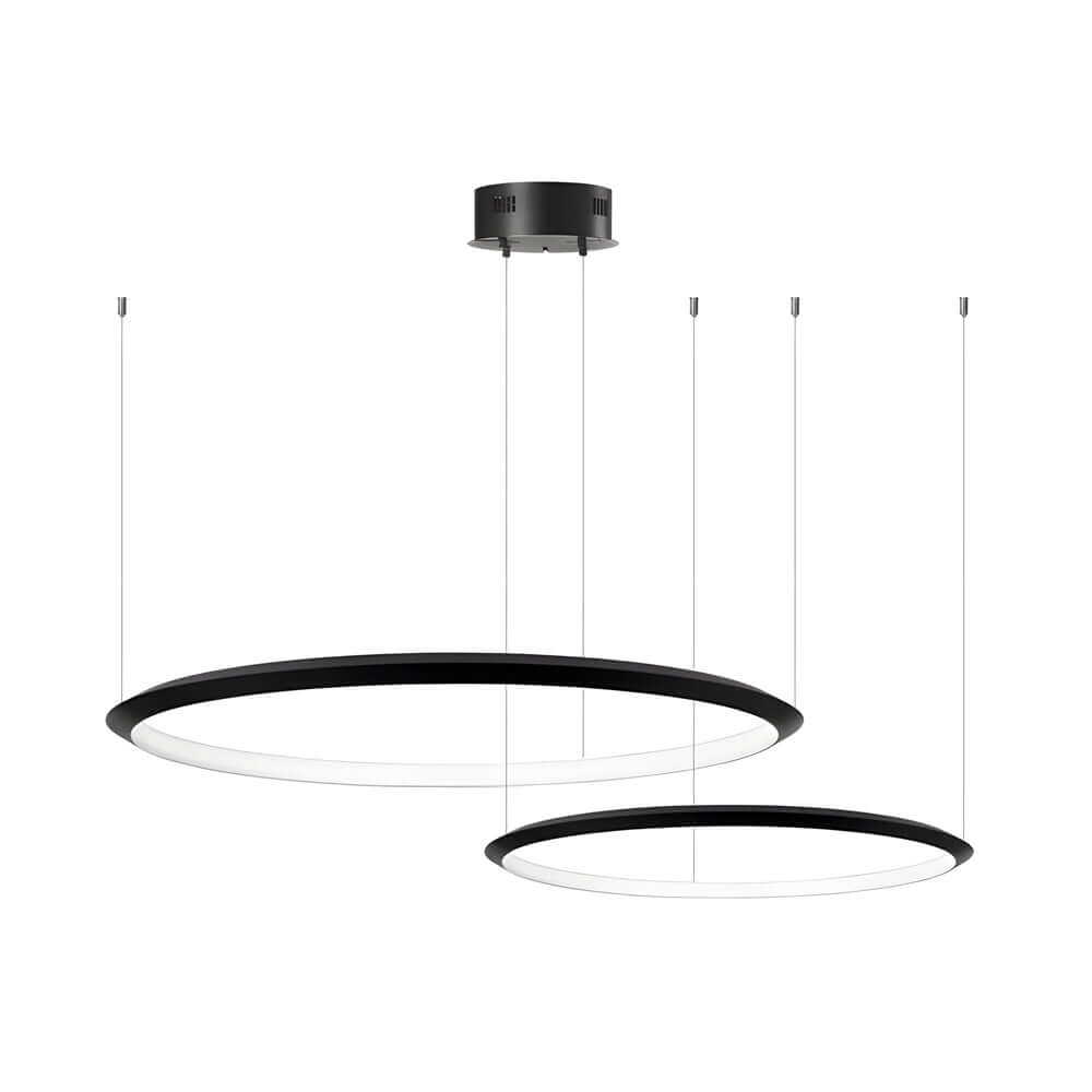 Modern Black Ring LED Pendant Light with Adjustable Cord