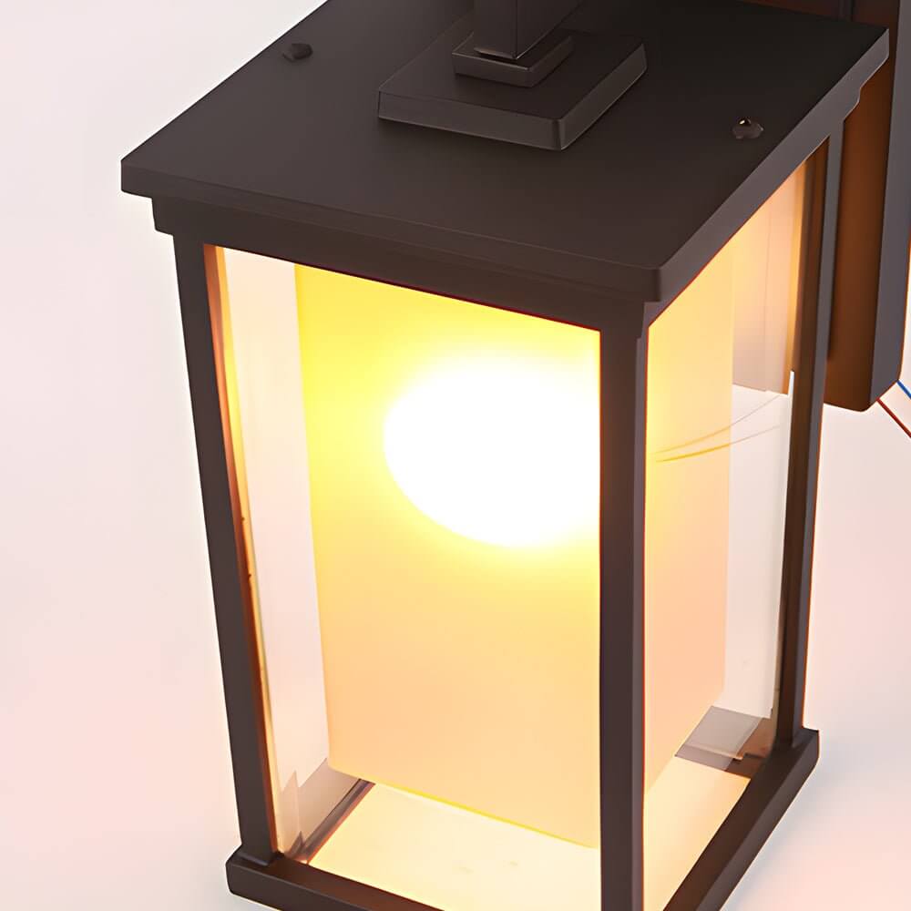 Modern Black Outdoor Wall Lantern with Double Glass Shade