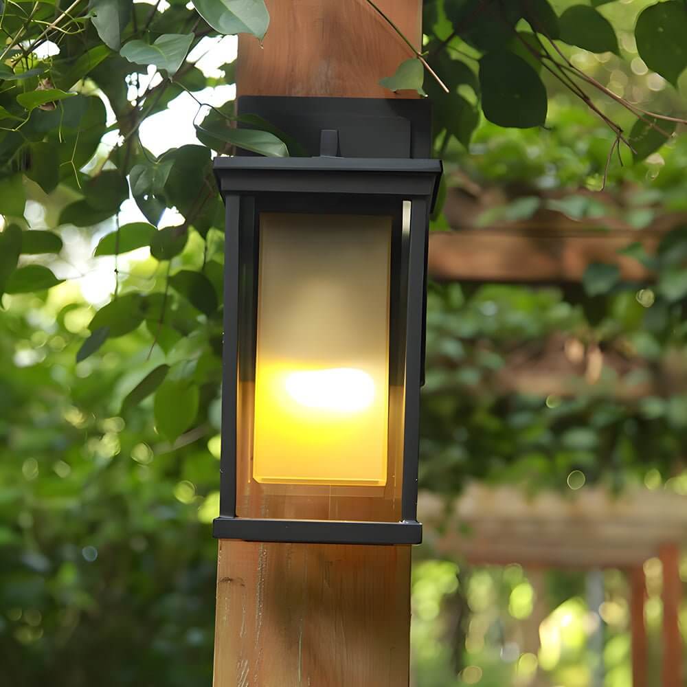Modern Black Outdoor Wall Lantern with Double Glass Shade