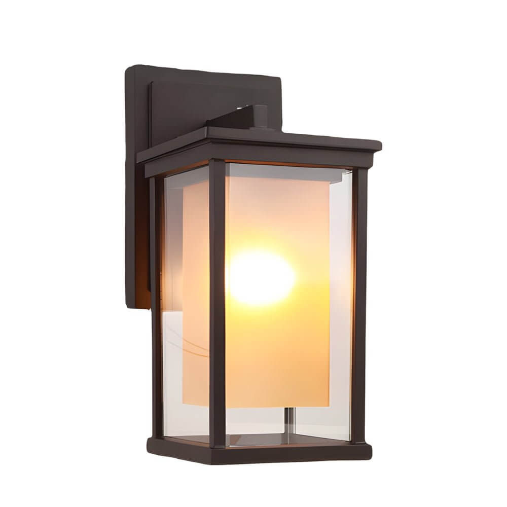Modern Black Outdoor Wall Lantern with Double Glass Shade