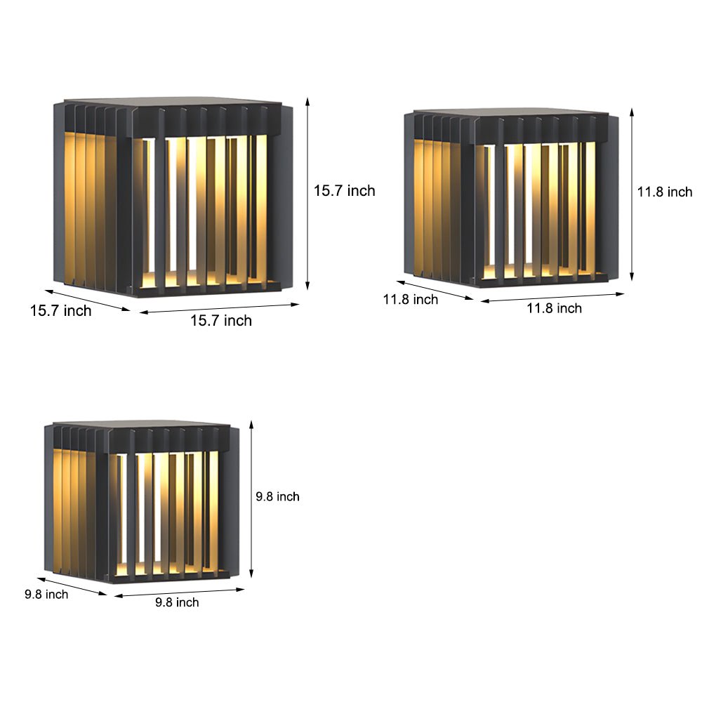 Modern Black Square Outdoor Post Light | Solar or Hardwired LED