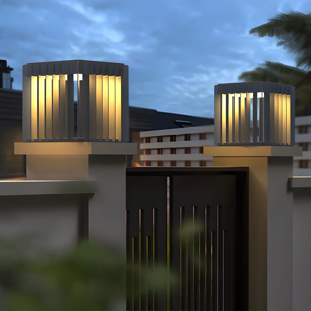 Modern Black Square Outdoor Post Light | Solar or Hardwired LED