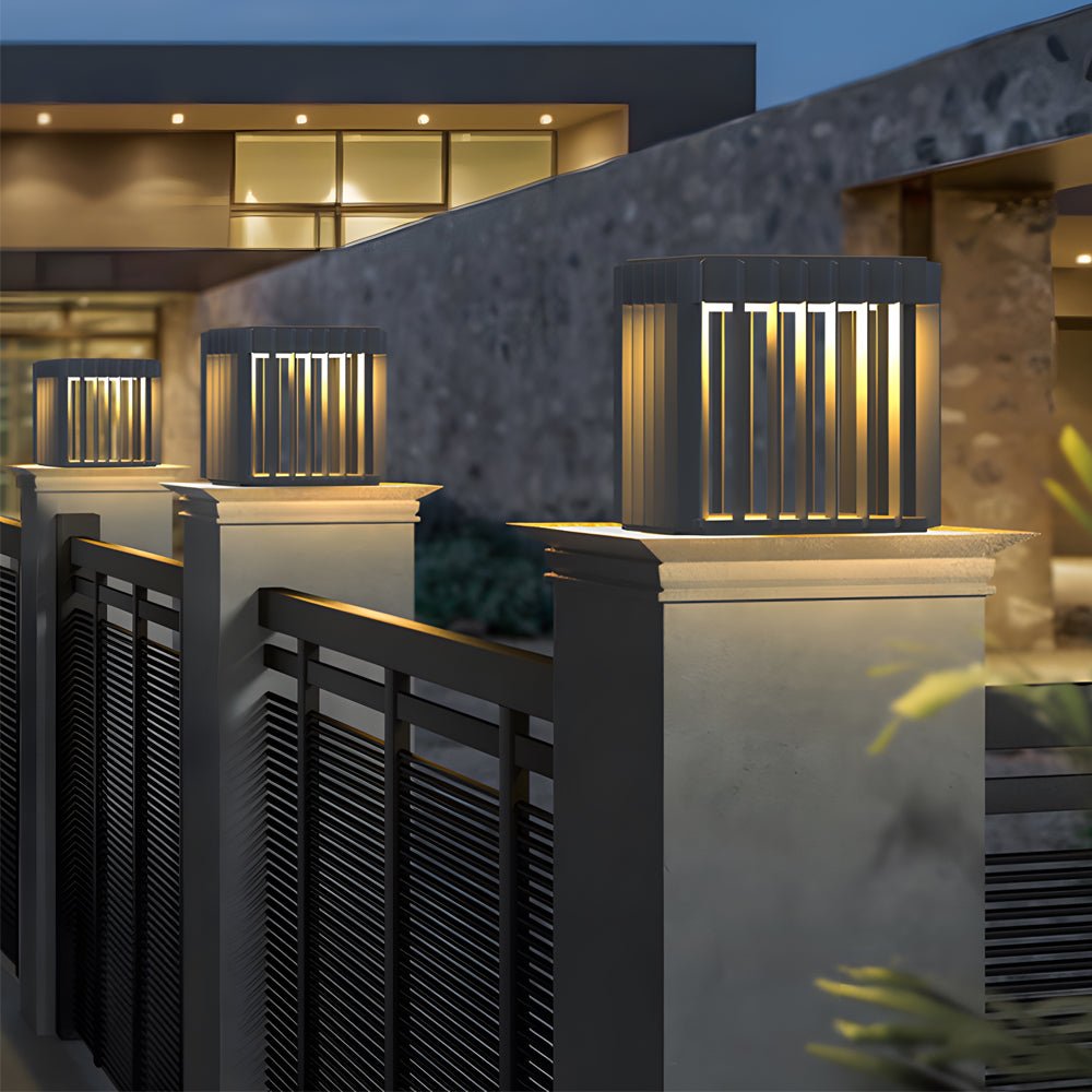 Modern Black Square Outdoor Post Light | Solar or Hardwired LED
