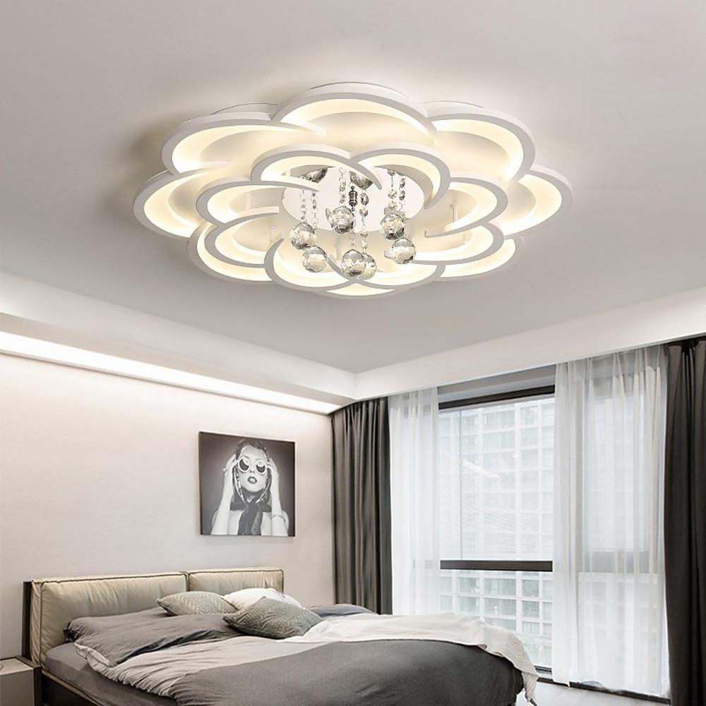 Floral Crystal Acrylic LED Flush Mount Ceiling Light - 31 Inch