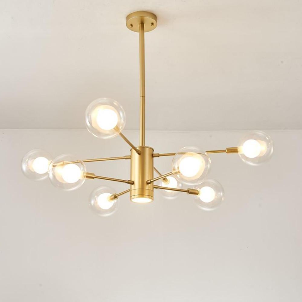 8-Light Sputnik Chandelier with Glass Shades - Modern Industrial