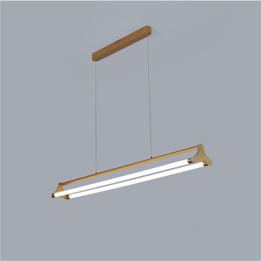 Modern Double Bar LED Pendant Light Gold Metal Acrylic Dimmable