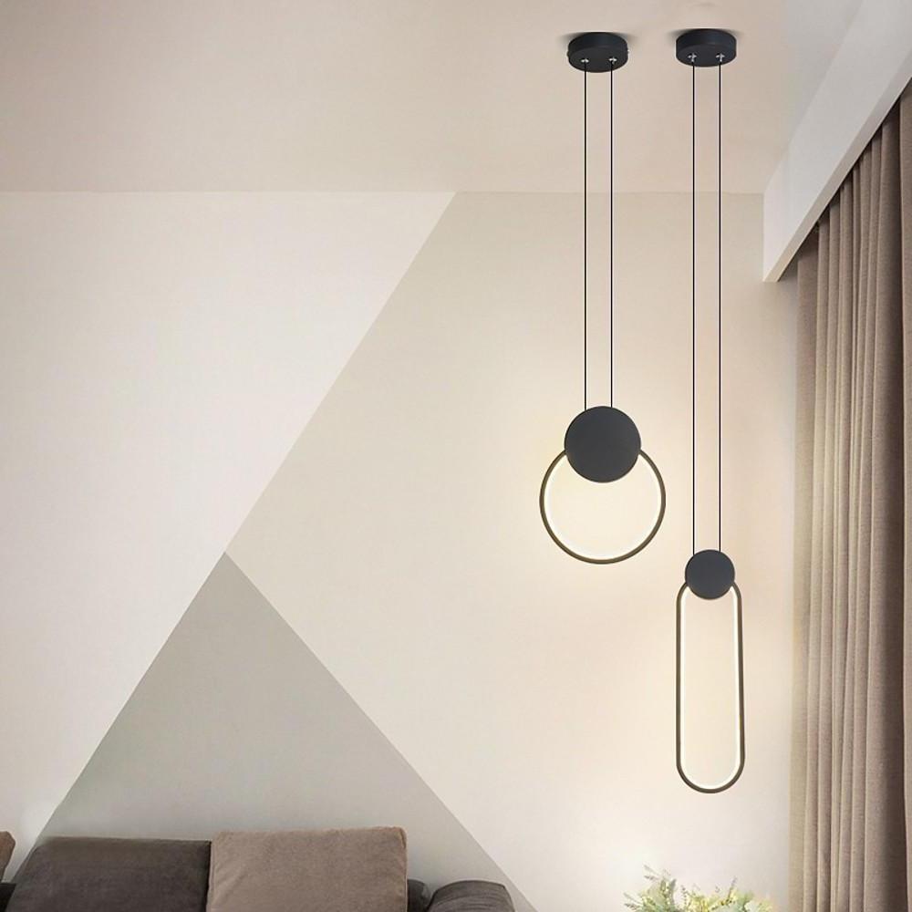 Geometric Black LED Pendant Light Modern Hanging Ceiling Lamp