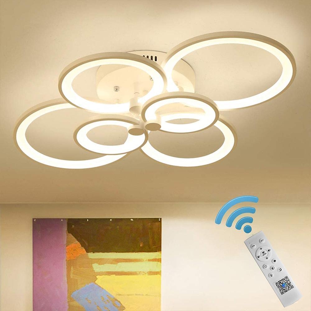 Modern Semi Flush Mount Light with Overlapping Rings - LED Ceiling