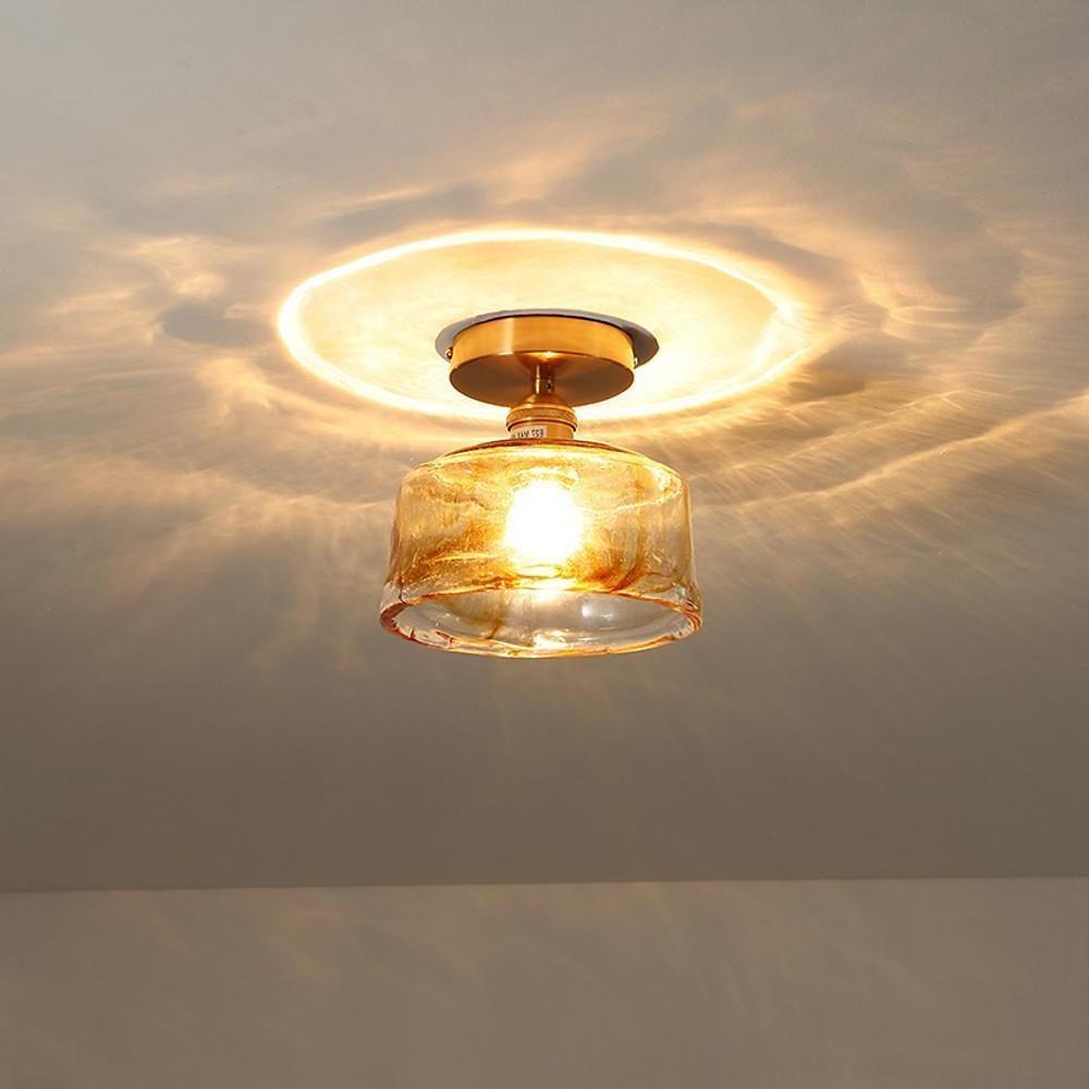 Glass Lantern Nordic Semi-Flush Mount Ceiling Light
