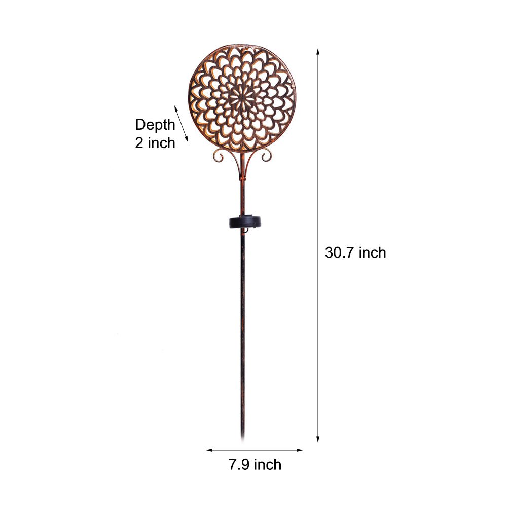 Solar Metal Drum Garden Light with Floral Cutout Design