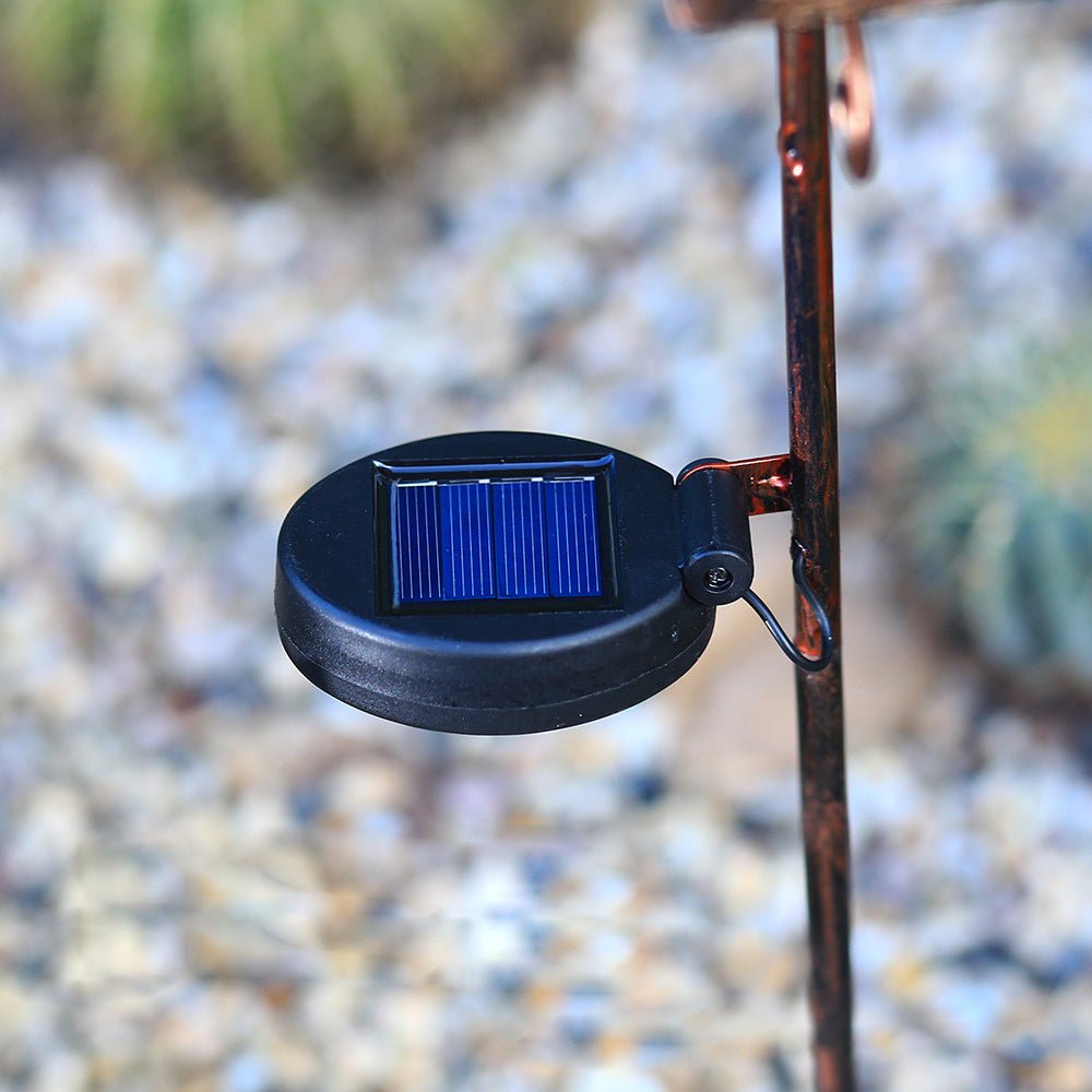 Solar Metal Drum Garden Light with Floral Cutout Design