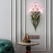 Floral Glass Wall Sconce Modern Pastoral Iron Bouquet Light