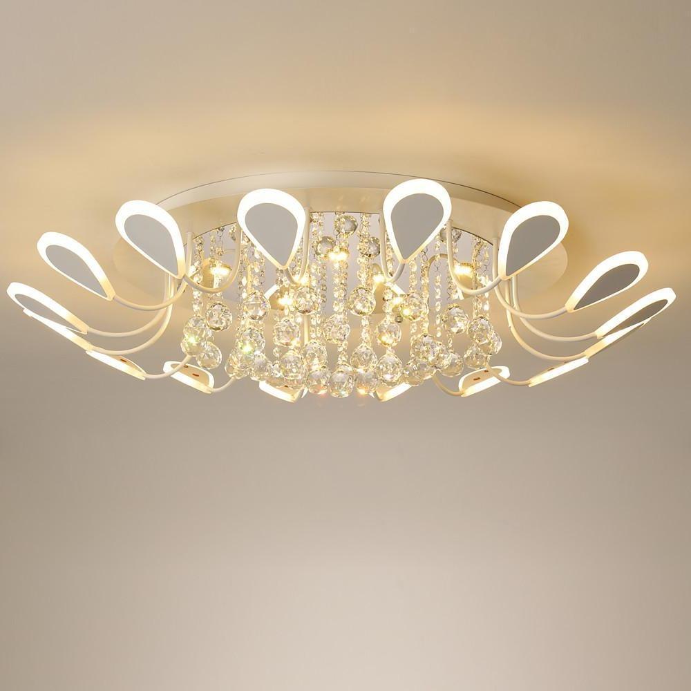 Flower Shaped Crystal Flush Mount LED Ceiling Light - Dimmable