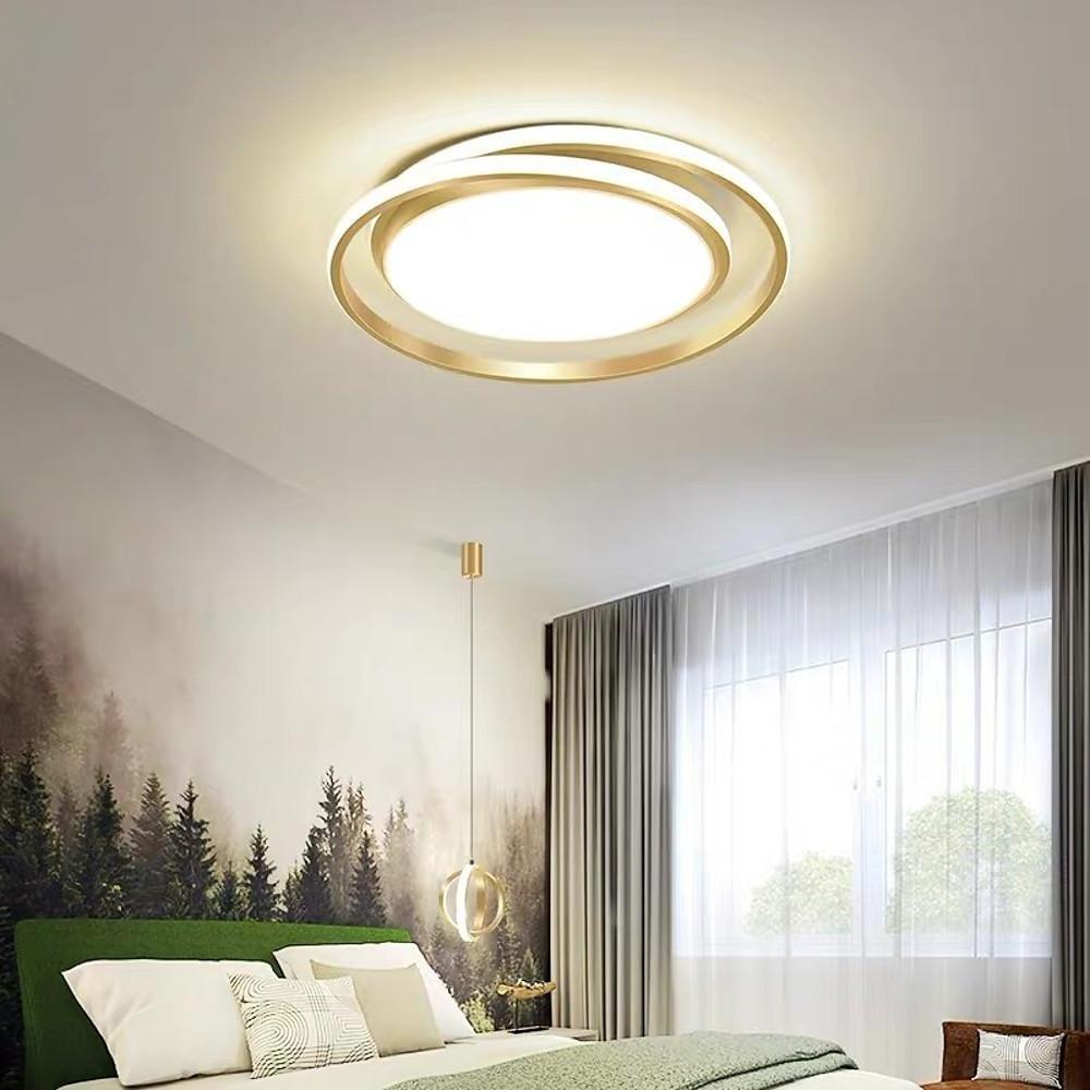 Modern Circular LED Flush Mount Ceiling Light - Black & Gold