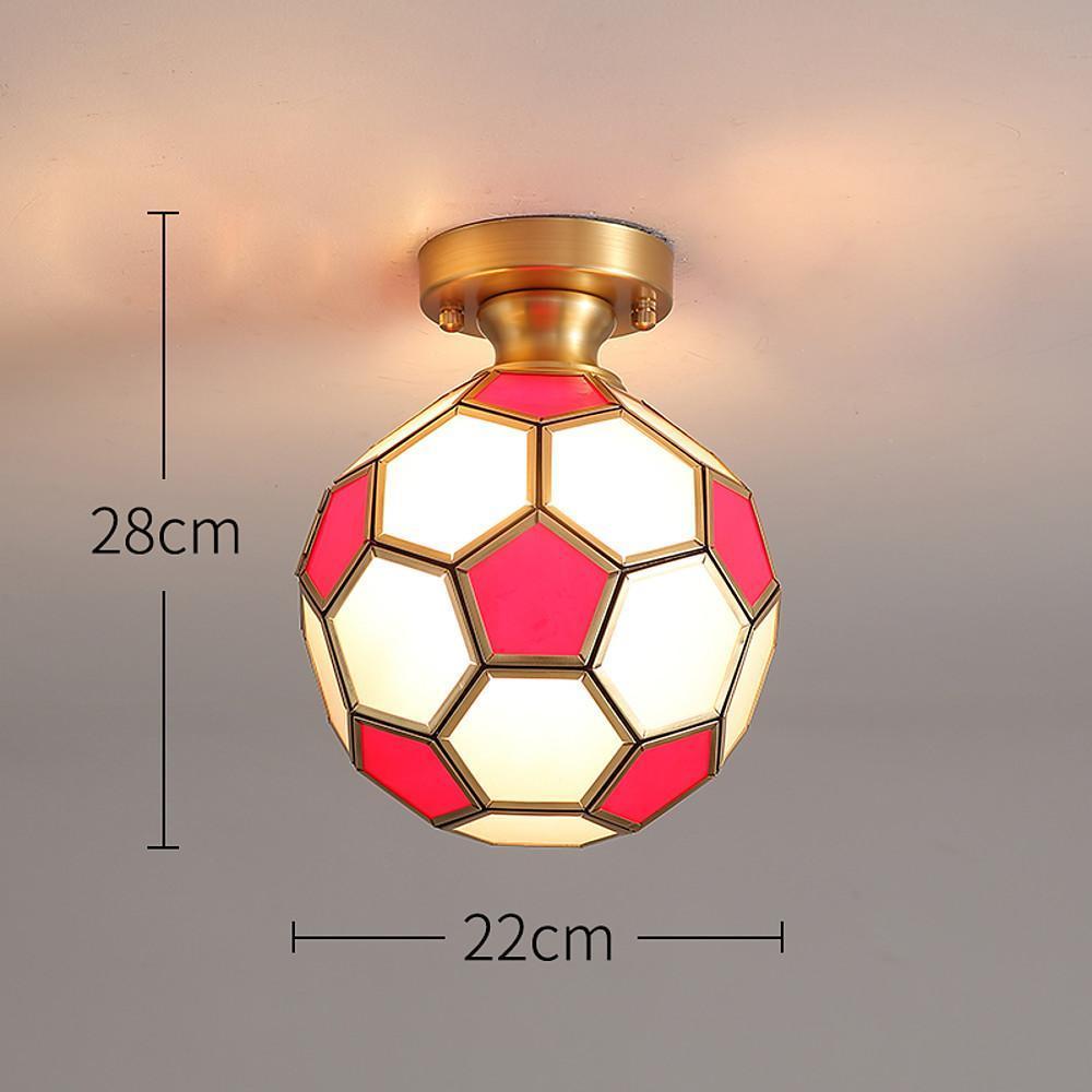 Football Flush Mount Ceiling Light Copper Glass Kids Room Lighting