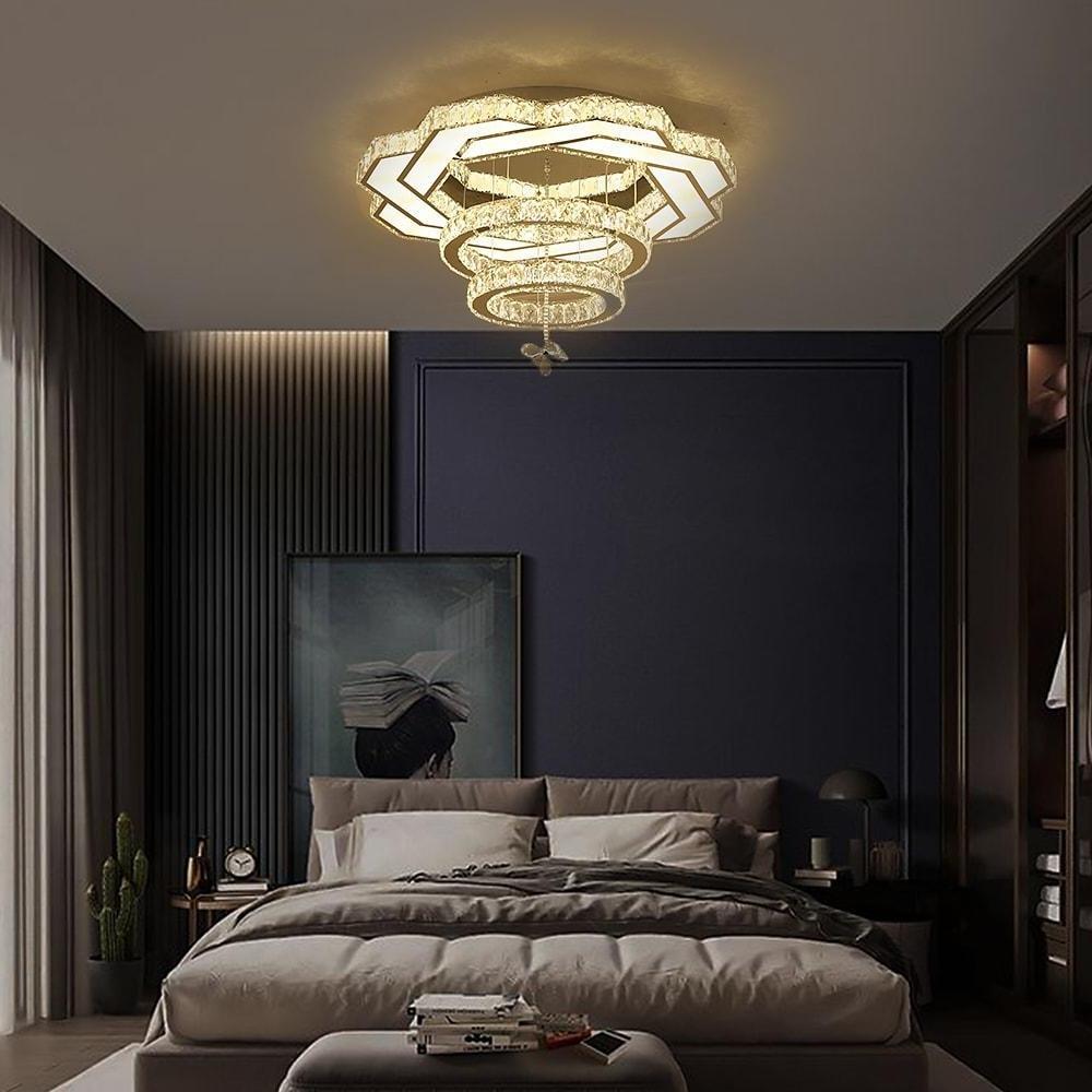 Crystal LED Flush Mount Ceiling Light - Vintage Tiered Design