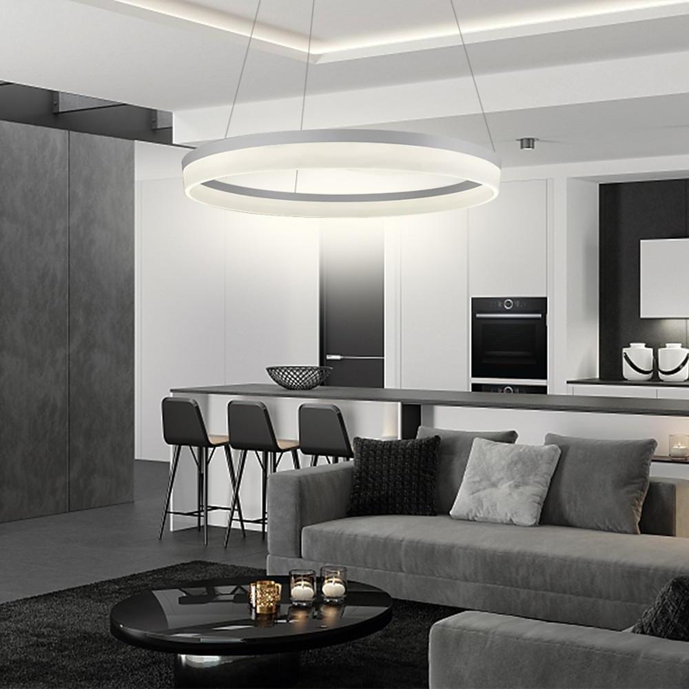Modern Circular LED Pendant Light Aluminum Acrylic Island Lighting