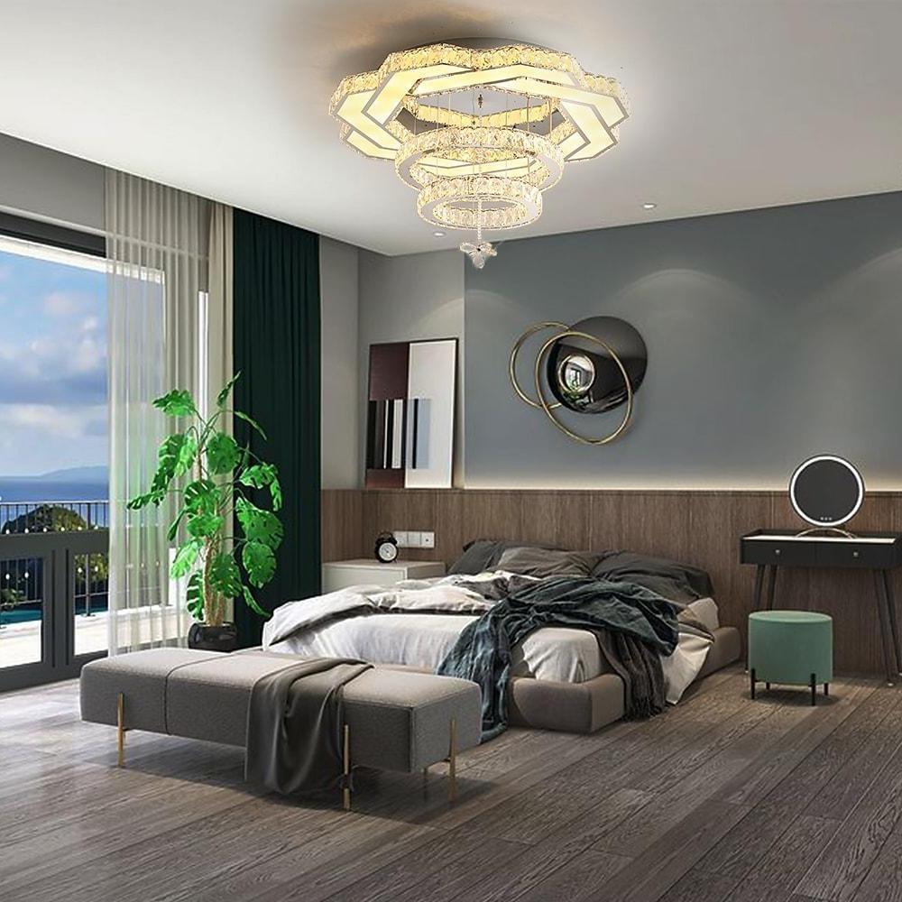 Crystal LED Flush Mount Ceiling Light - Vintage Tiered Design