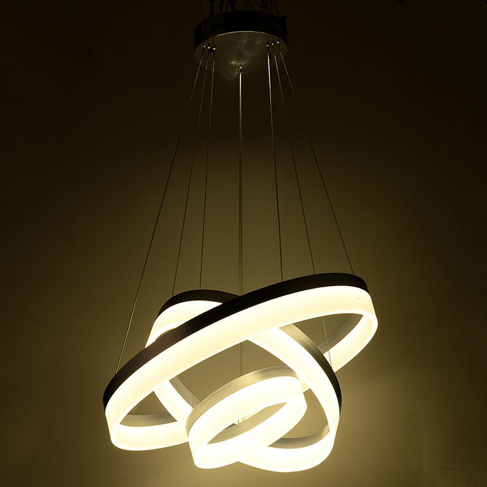 24" Triple Ring Modern Metal Acrylic LED Chandelier
