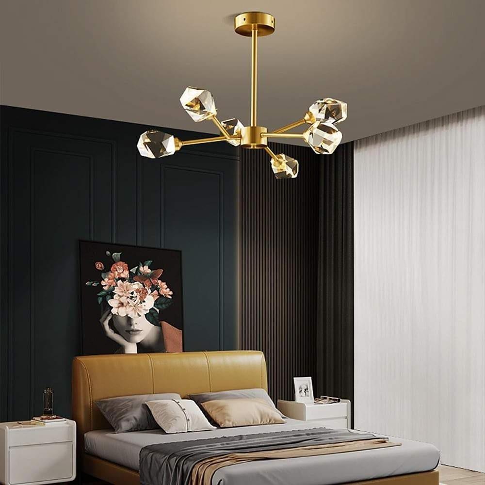 6-Light Crystal Chandelier with Gold Electroplated Finish