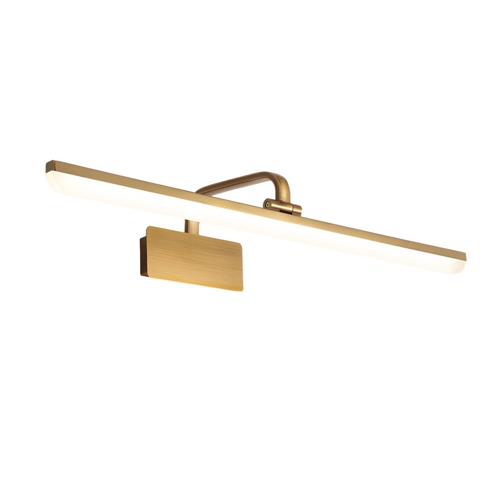 Brass LED Vanity Light with Curved Arm and Acrylic Shade