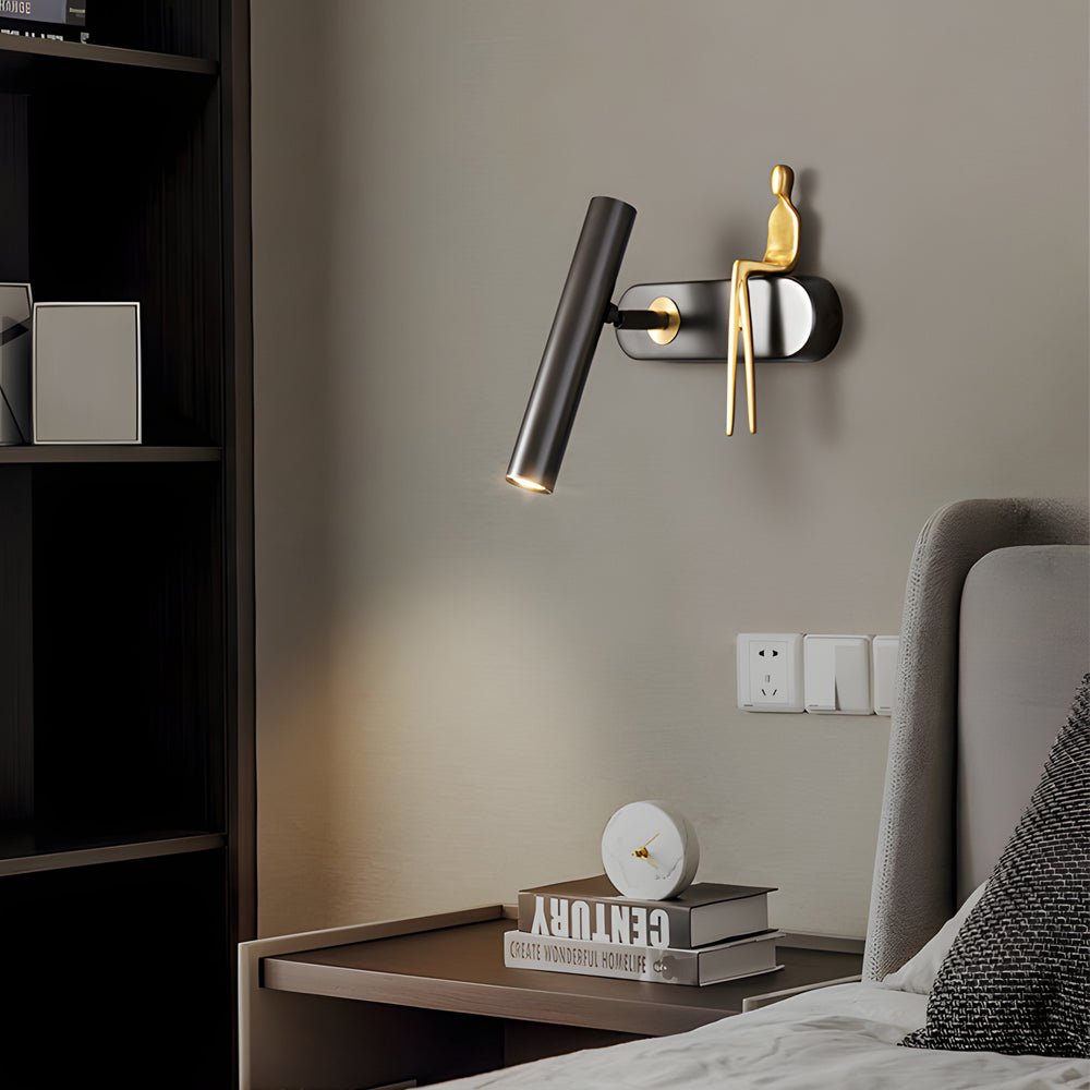 Adjustable Copper Wall Spotlight - 1-Light Slender LED Sconce