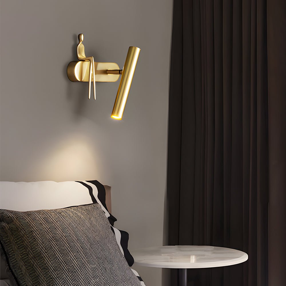 Adjustable Copper Wall Spotlight - 1-Light Slender LED Sconce