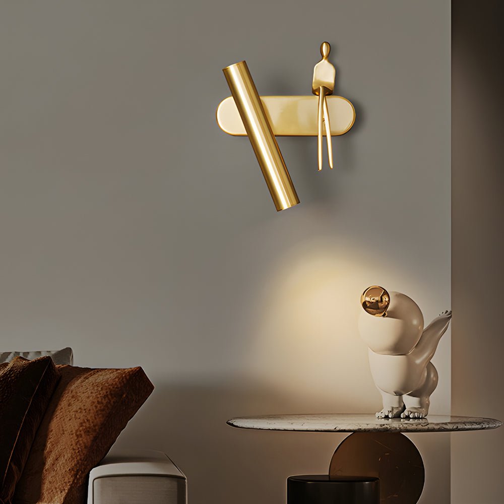 Adjustable Copper Wall Spotlight - 1-Light Slender LED Sconce