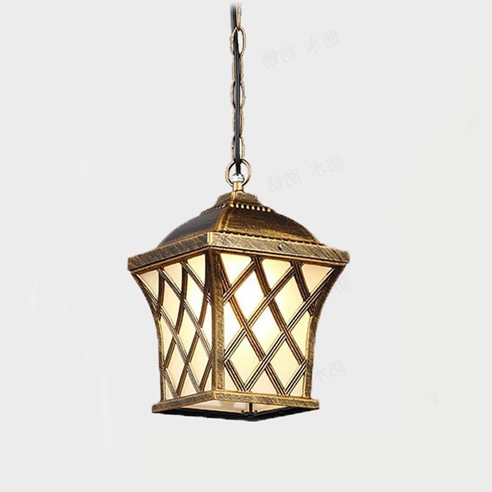 Electroplated Metal Glass Lantern Pendant Light Traditional Style