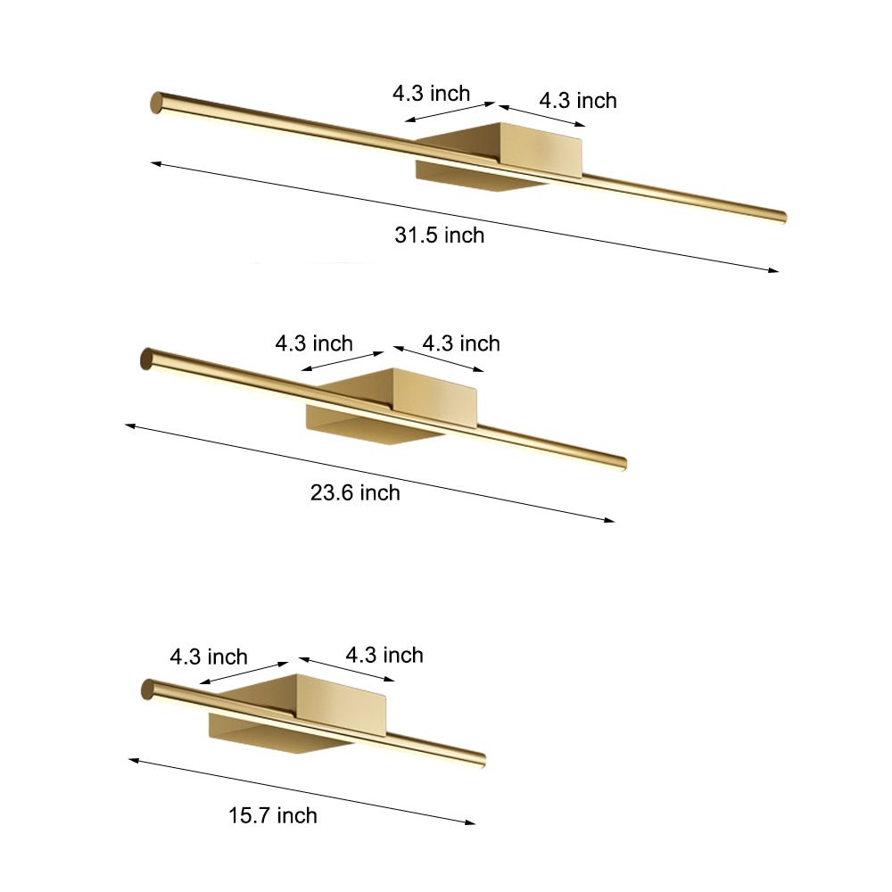Brushed Brass Linear LED Vanity Light with Slim Cylinder Design