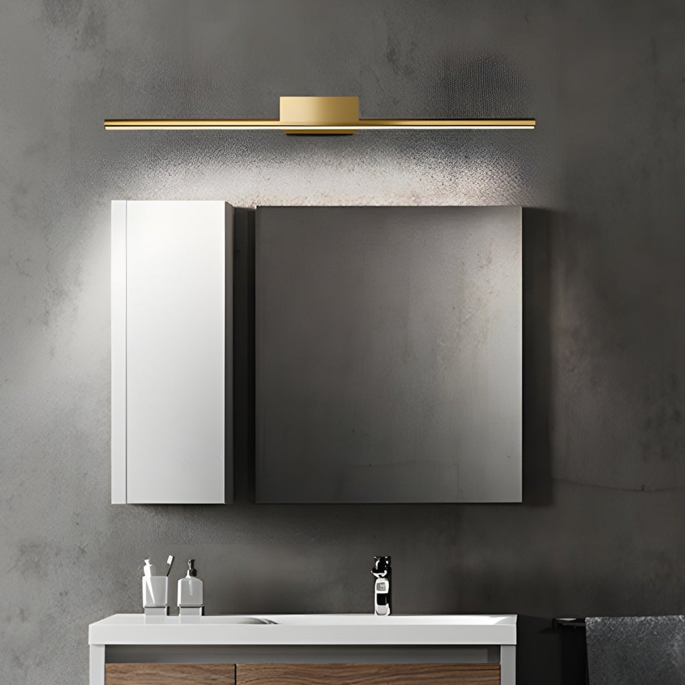 Brushed Brass Linear LED Vanity Light with Slim Cylinder Design