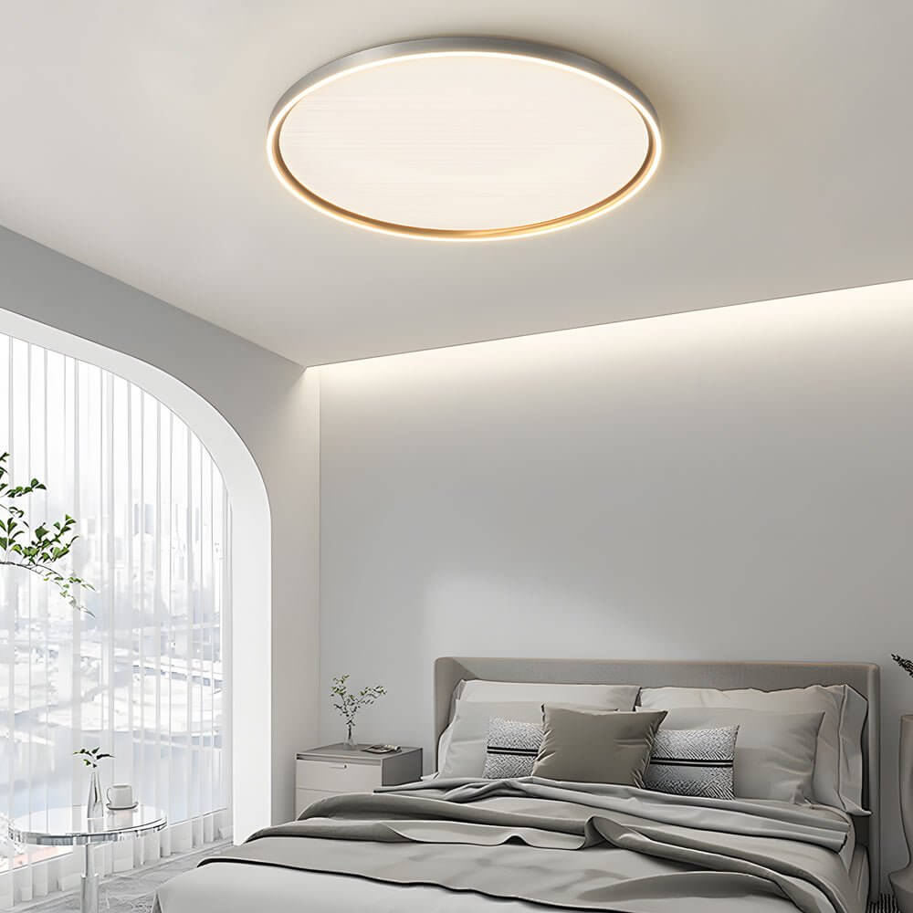 Modern Geometric LED Flush Mount Ceiling Light - Brushed Gray