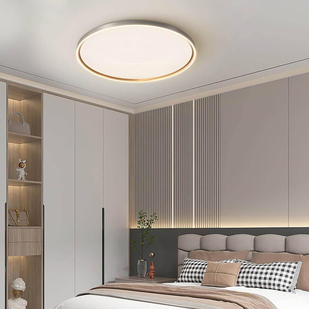 Modern Geometric LED Flush Mount Ceiling Light - Brushed Gray