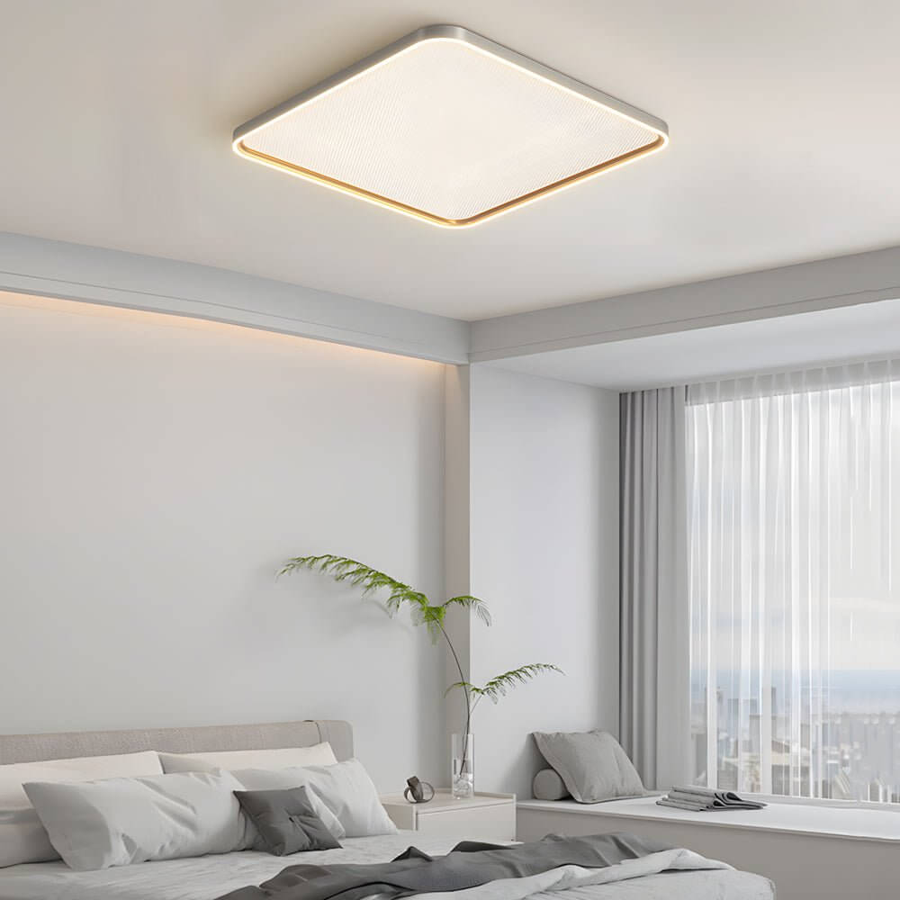 Modern Geometric LED Flush Mount Ceiling Light - Brushed Gray