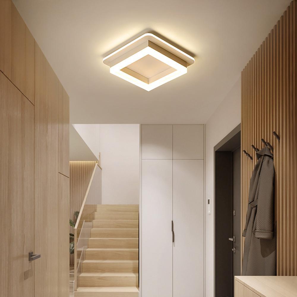 Modern Square LED Flush Mount Ceiling Light Metal Acrylic