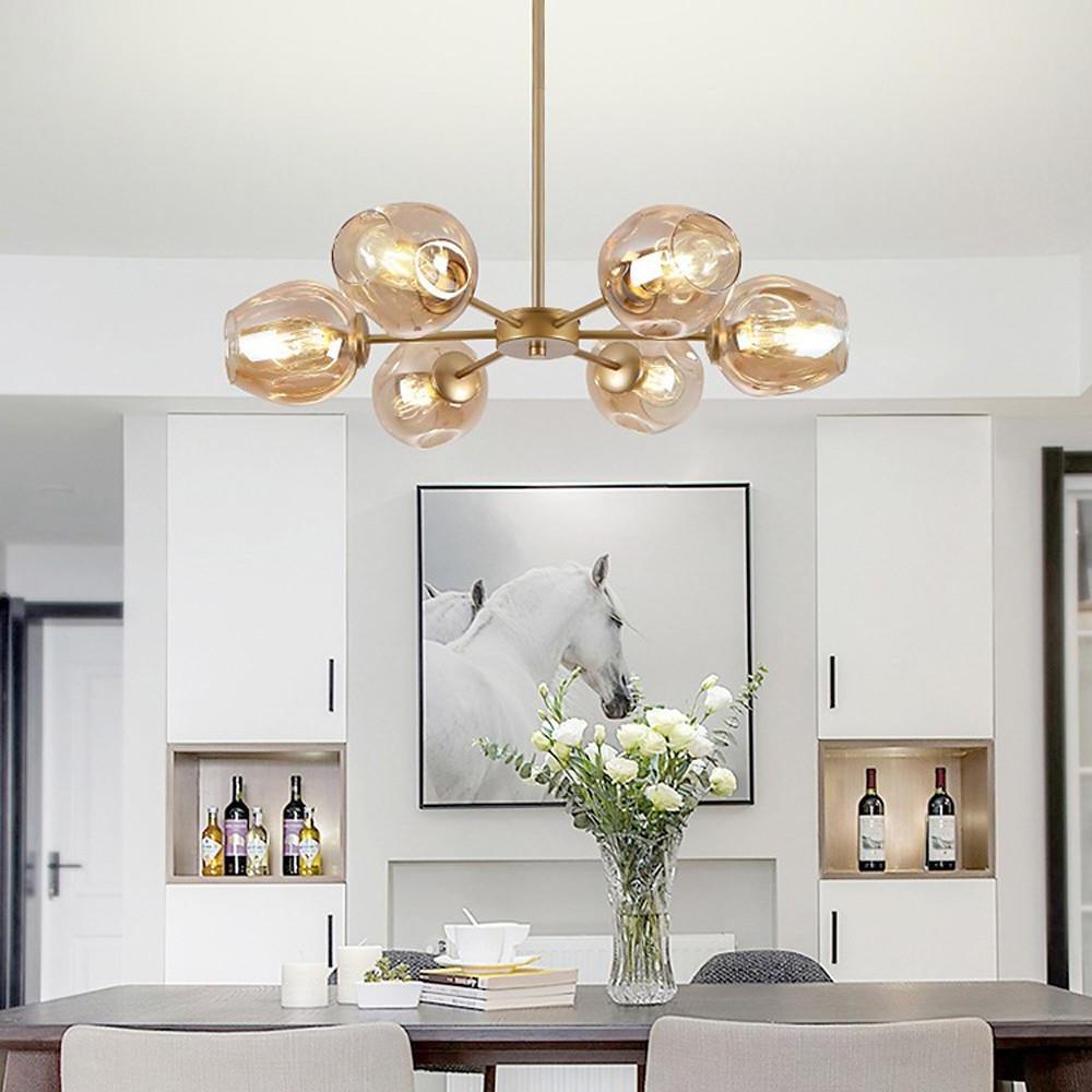 Nordic Sputnik Chandelier Glass Globe Electroplated Aluminum