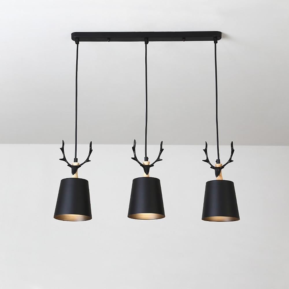 3-Light Antler Metal Pendant Chandelier - Industrial Farmhouse Style