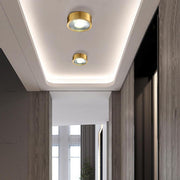 Round LED Copper Flush Mount Ceiling Light Modern Corridor Lighting