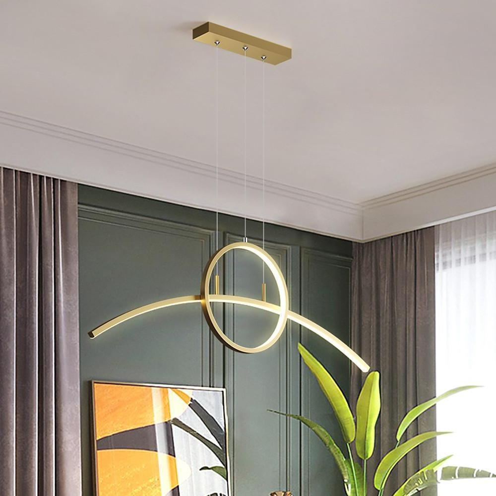 Modern Curved Circle Pendant Light Metal & PVC LED Dining Kitchen