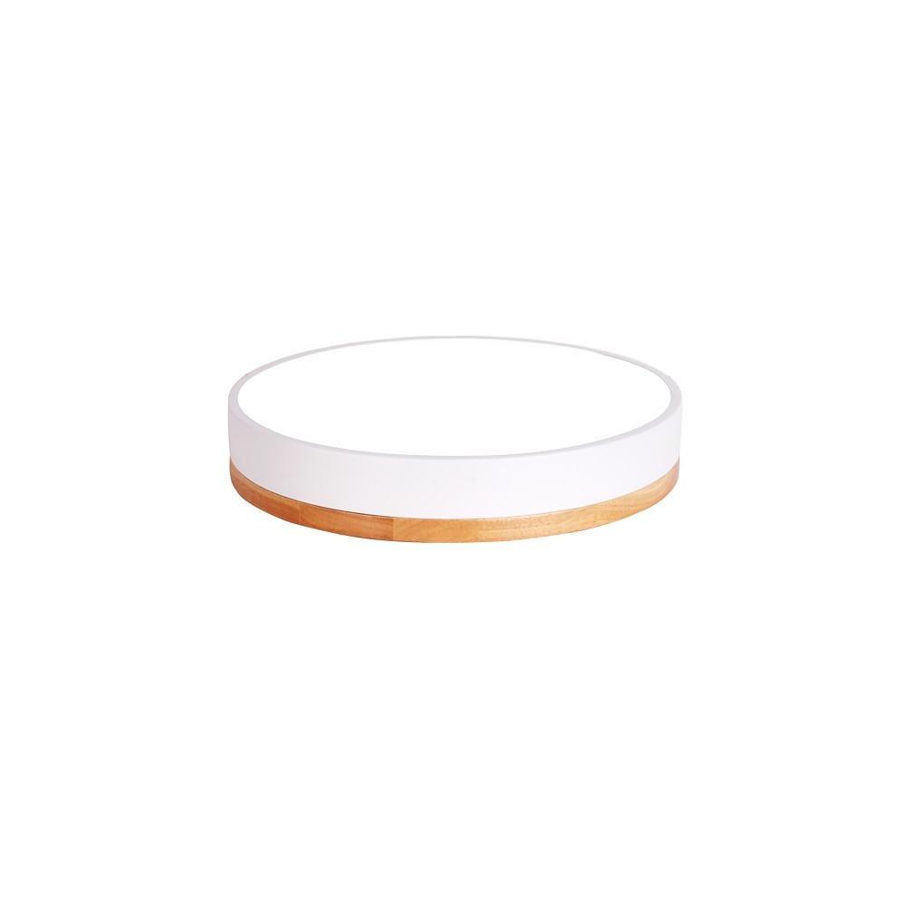 Modern Drum Flush Mount LED Ceiling Light Metal Wood Design
