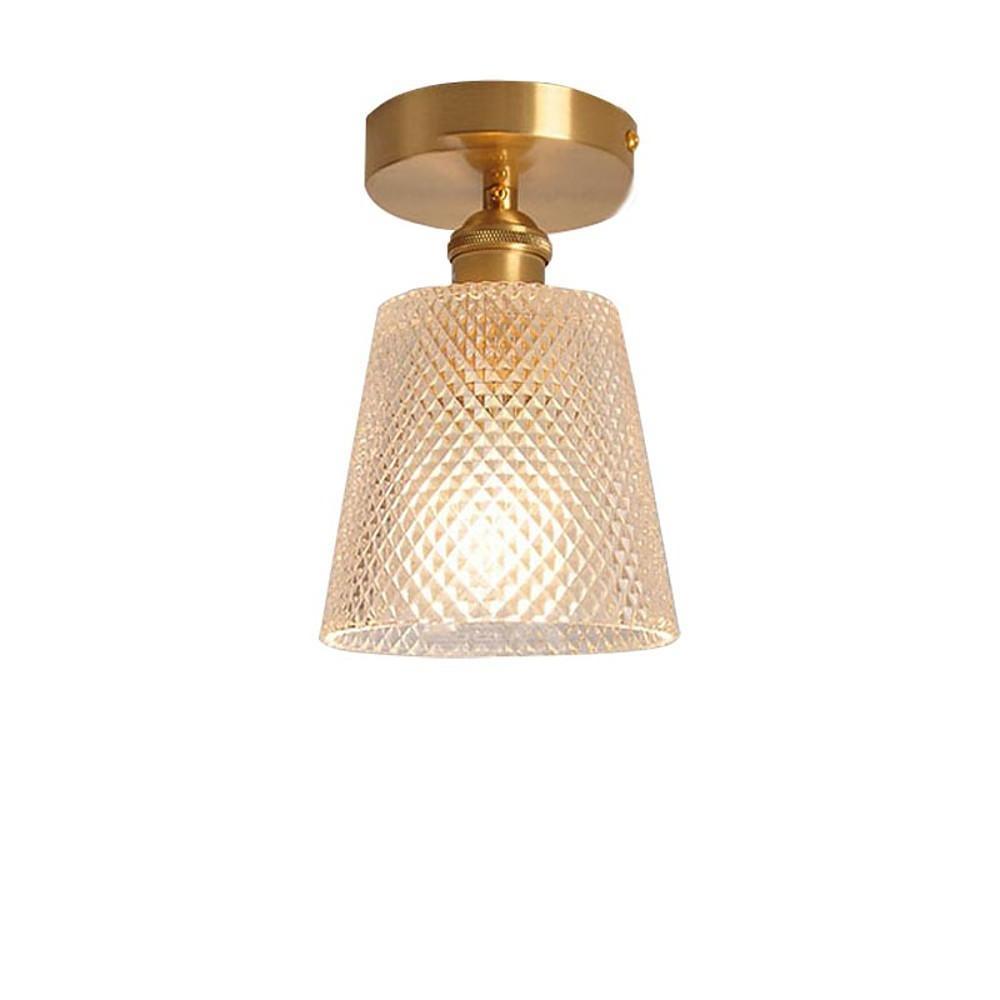 Modern Glass Lantern Flush Mount Ceiling Light – Copper Finish