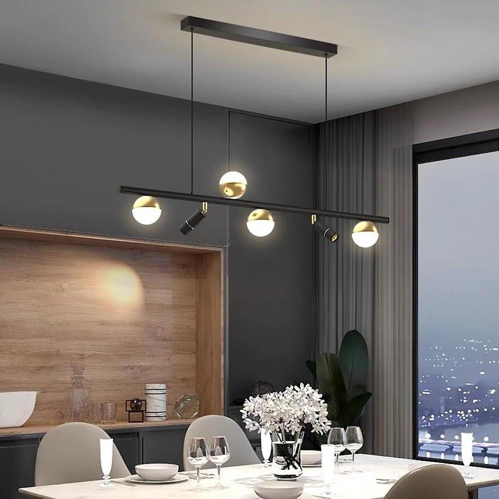 6/8-Light Black Linear Island Pendant Light with Acrylic Shades