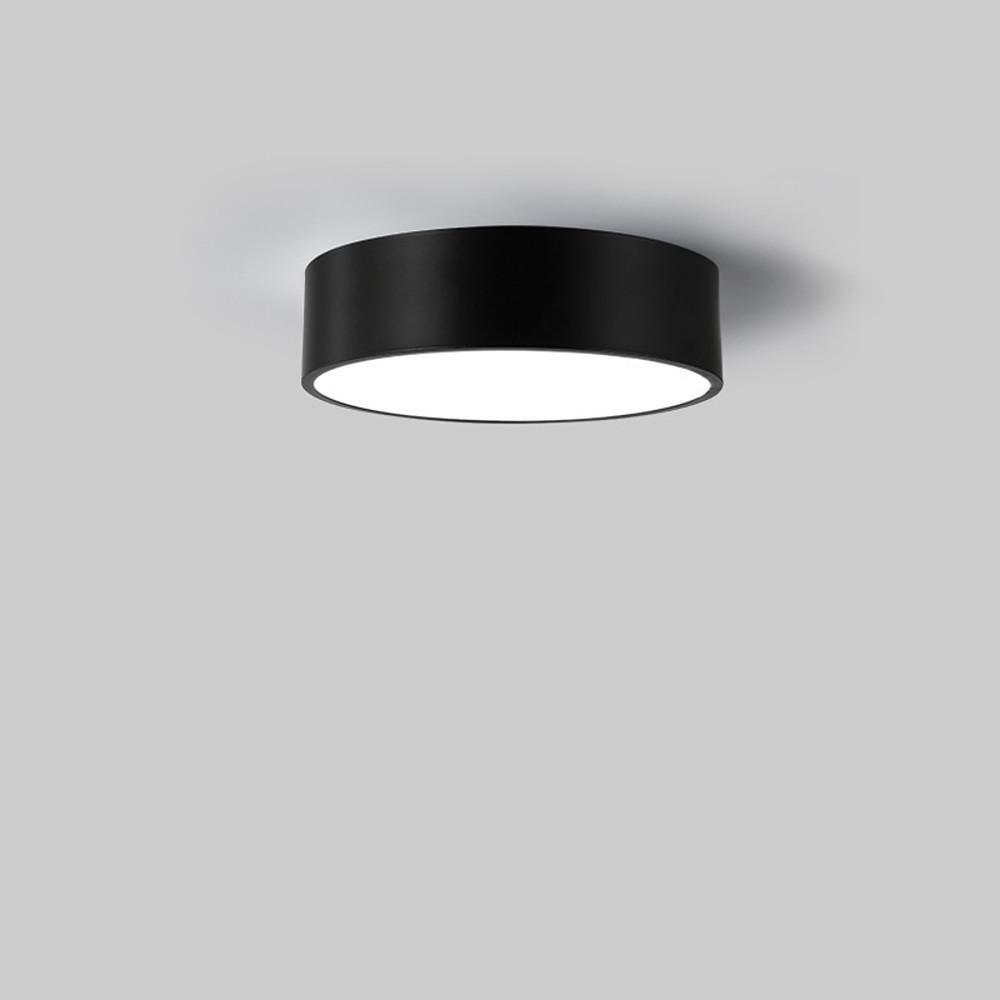 Modern Black LED Flush Mount Ceiling Light – Cylindrical Metal