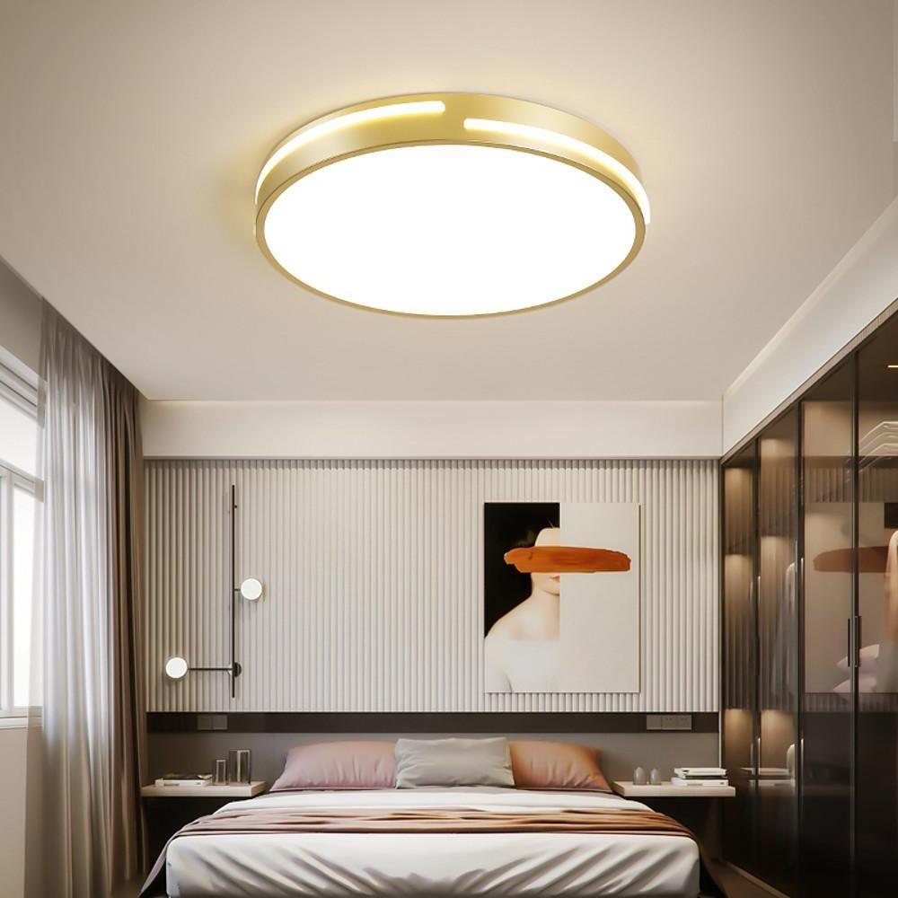 Minimalist Round Dimmable LED Flush Mount Ceiling Light - Gold