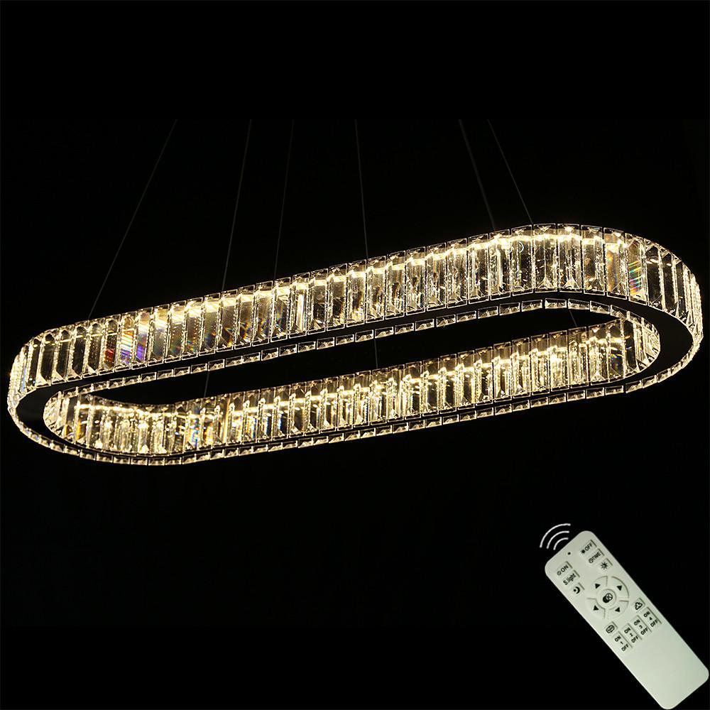 Oval Crystal Chandelier with Chrome & Gold Finish LED Pendant