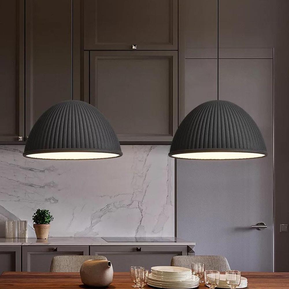 Industrial Pendant Light with Cement Shade & Metal Accent