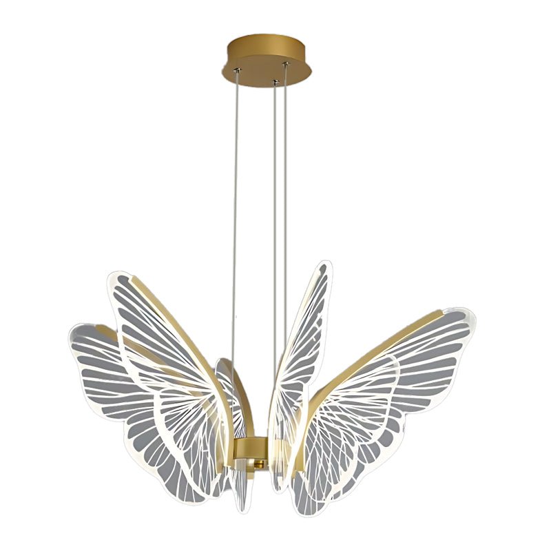 Butterfly Modern LED Chandelier with Remote Control Gold Finish