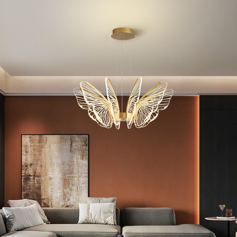 Butterfly Modern LED Chandelier with Remote Control Gold Finish